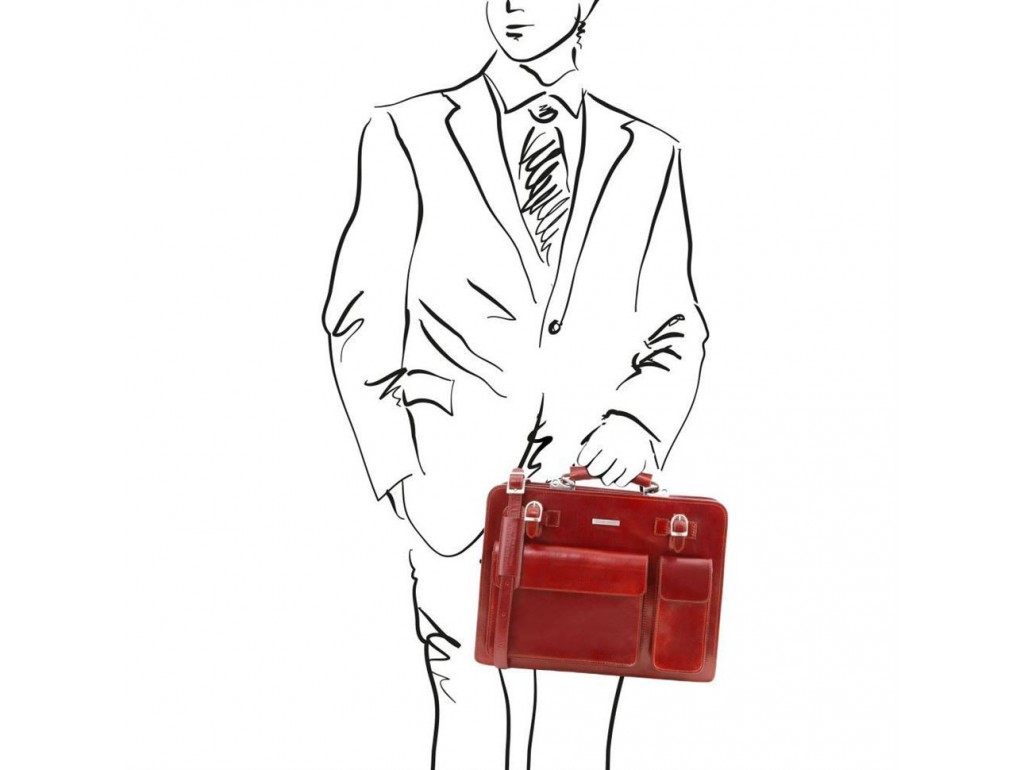 TL141268 Красный Venezia - Кожаный портфель на 2 отделения от Tuscany - Royalbag