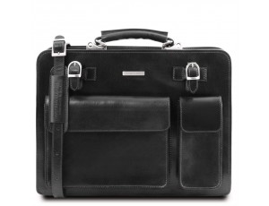 TL141268 Черный Venezia - Кожаный портфель на 2 отделения от Tuscany - Royalbag