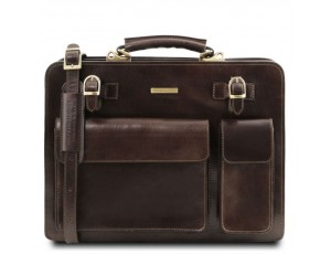 TL141268 Темно-коричневый Venezia - Кожаный портфель на 2 отделения от Tuscany - Royalbag