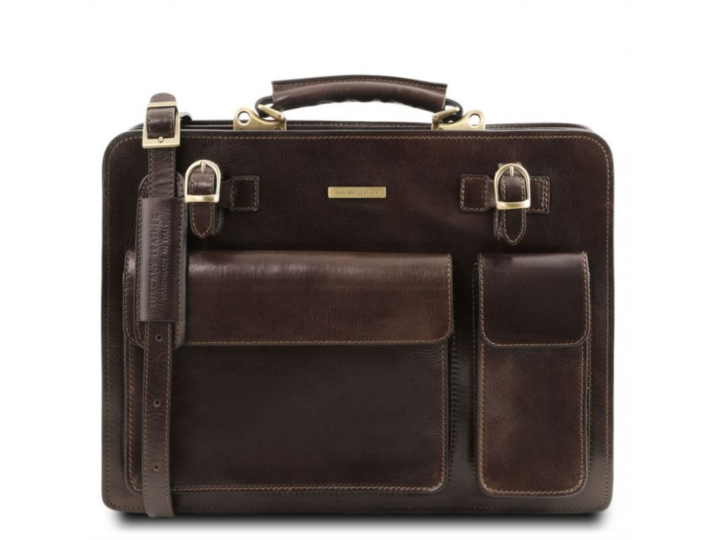 TL141268 Темно-коричневый Venezia - Кожаный портфель на 2 отделения от Tuscany - Royalbag Фото 1
