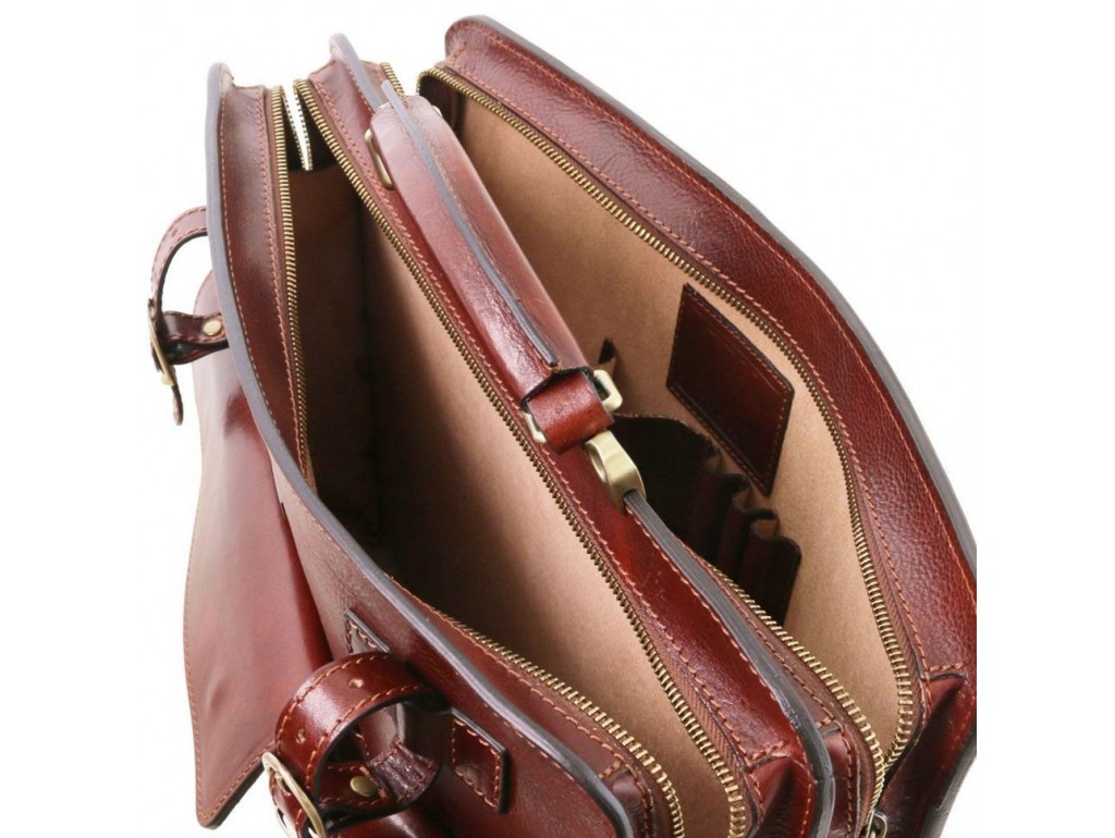 TL141268 Темно-коричневый Venezia - Кожаный портфель на 2 отделения от Tuscany - Royalbag