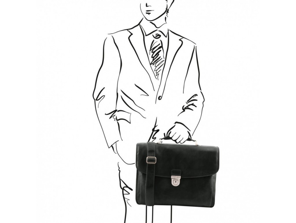 TL142067 Alessandria - кожаный мужской портфель мультифункциональный, цвет: Черный - Royalbag