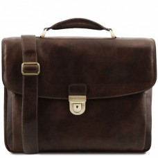 TL142067 Alessandria - кожаный мужской портфель мультифункциональный, цвет: Темно-коричневый - Royalbag Фото 2