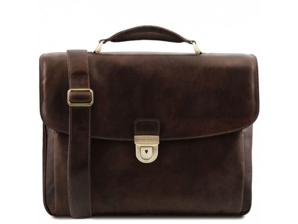 TL142067 Alessandria - кожаный мужской портфель мультифункциональный, цвет: Темно-коричневый - Royalbag Фото 1