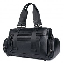 Кожаная дорожная спортивная сумка через плечо черная John McDee 7420A - Royalbag Фото 2