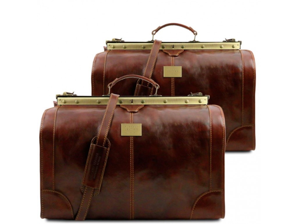 Tuscany TL1070 Madrid - Дорожный кожаный набор сумок Gladstone (Brown - коричневый) - Royalbag Фото 1