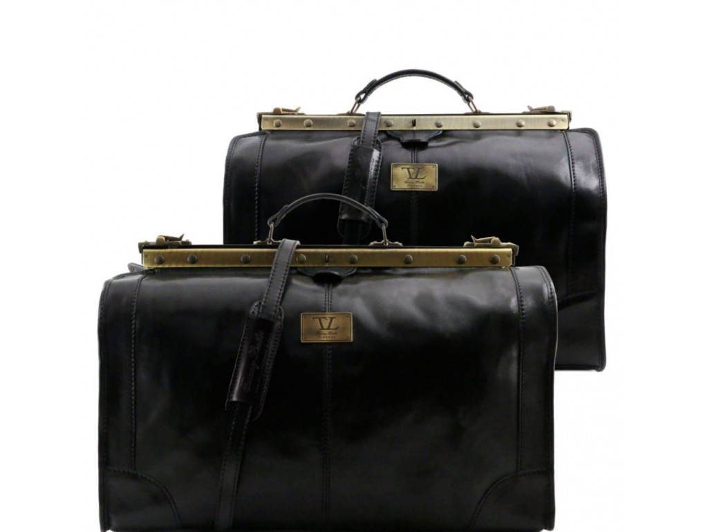 Tuscany TL1070 Madrid - Дорожный кожаный набор сумок Gladstone (Black – черный) - Royalbag Фото 1