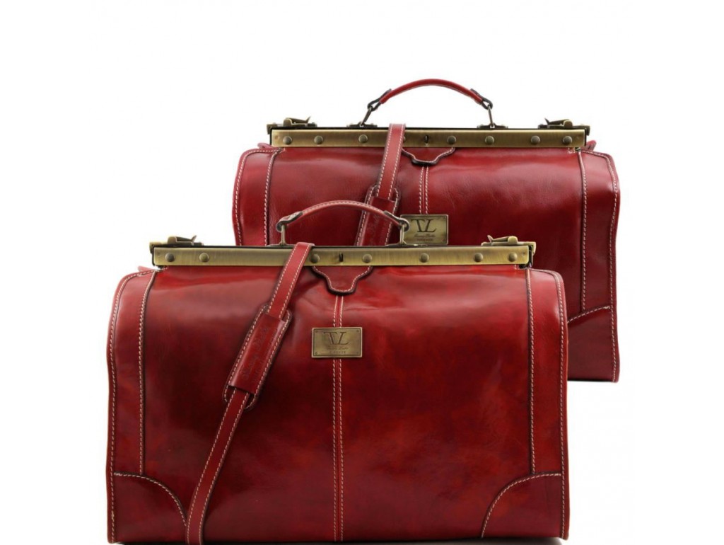 Tuscany TL1070 Madrid - Дорожный кожаный набор сумок Gladstone (Red – красный) - Royalbag Фото 1